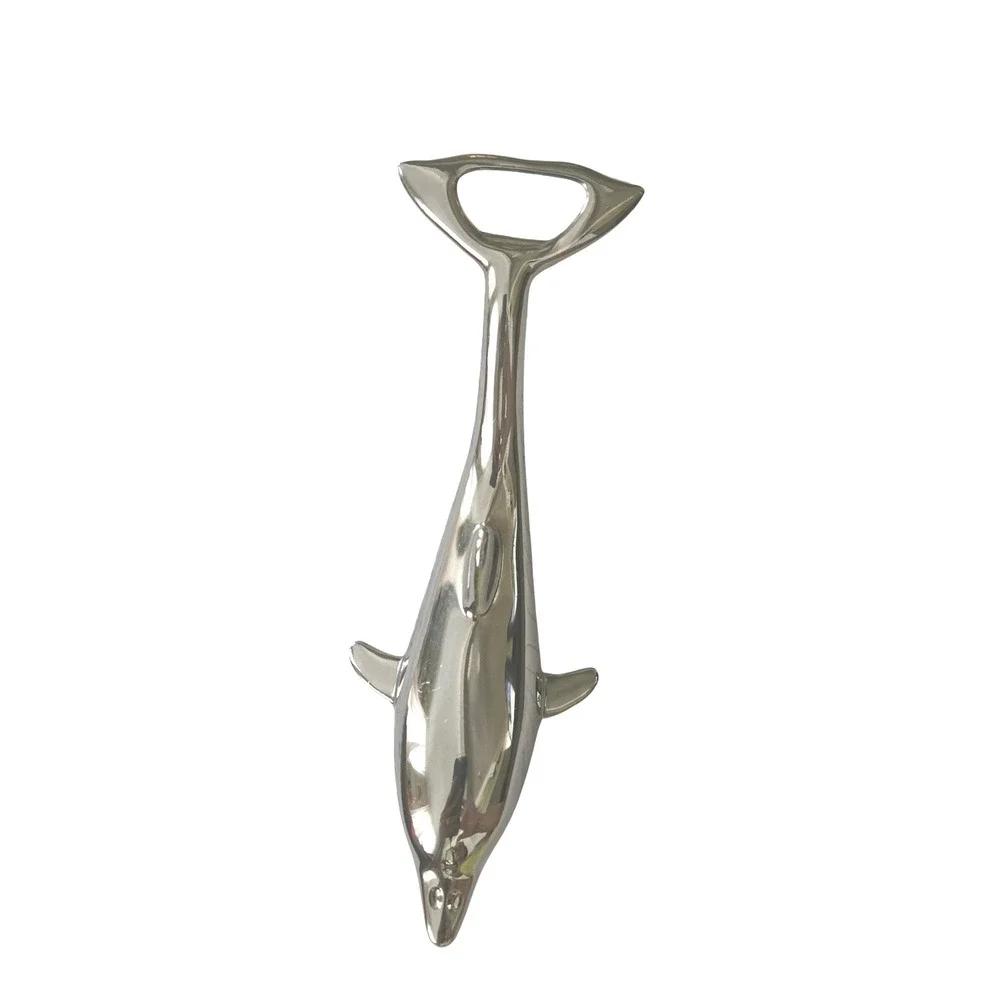 Dolphin Bottle‎ Opener Silver Plated Nautical Barware Kitchen Decor Mid Century